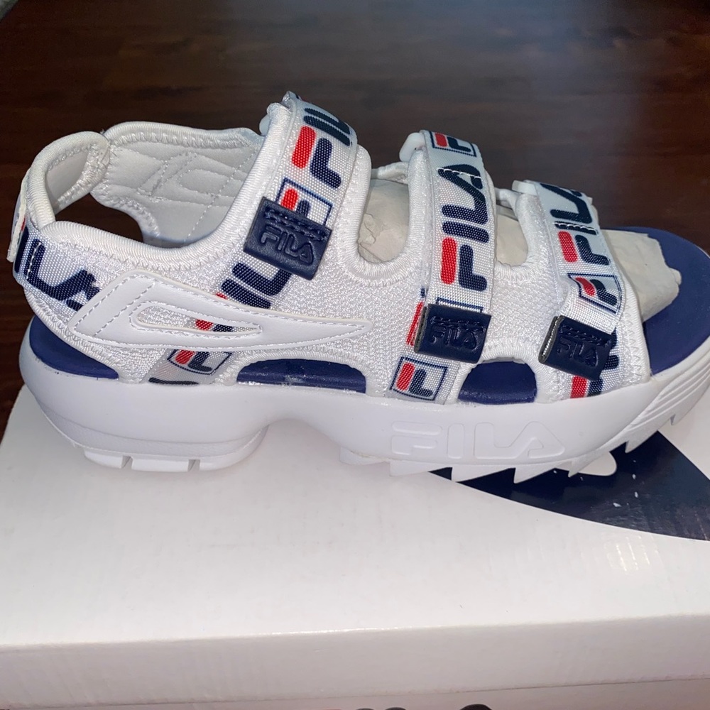 Women Fila sandal Red white and blue